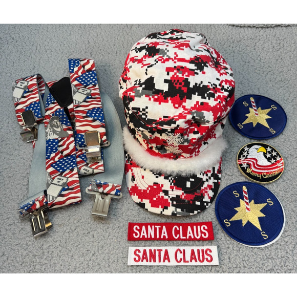 Mens Santa Digi Camo Custom Made Suit Jacket Pants Hat Suspenders - Picture 2 of 16